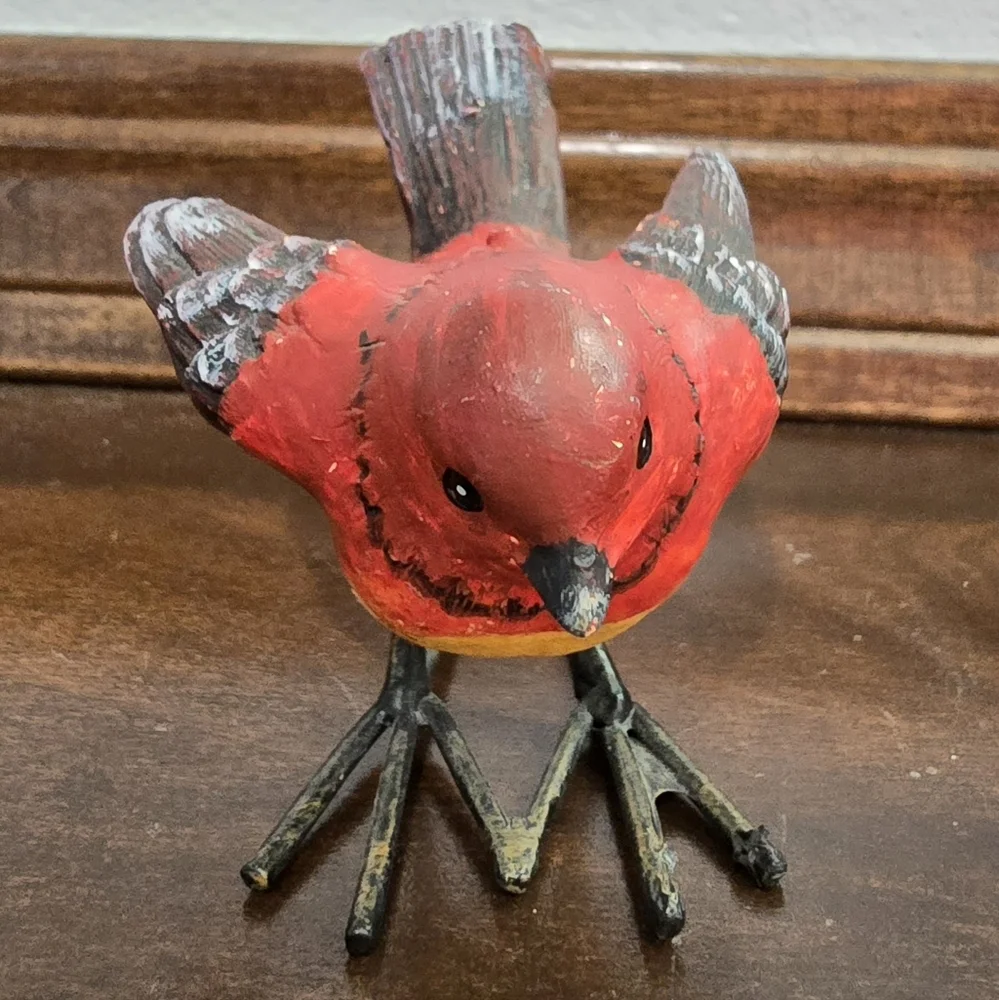 Red Black And Yellow Decorative Bird Figurine Resin